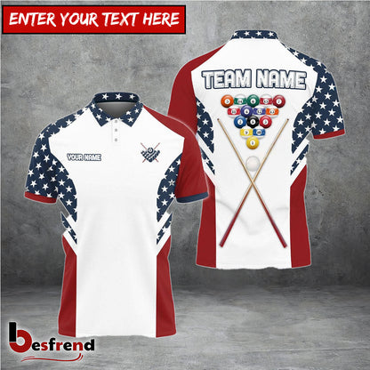 Besfrend  Billiards Rack  Stick USA Flag Personalized Shirt