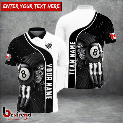 Besfrend  Billiards Reaper CA Flag Personalized Name Team Name 3D Shirt