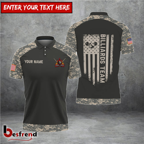 Besfrend  Billiards Retro Camouflage Flag Personalized 3D Shirt