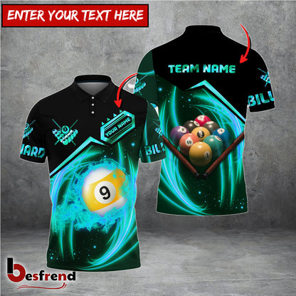 Besfrend  Billiards Rock 9 Ball Personalized Name Team Name 3D Shirt