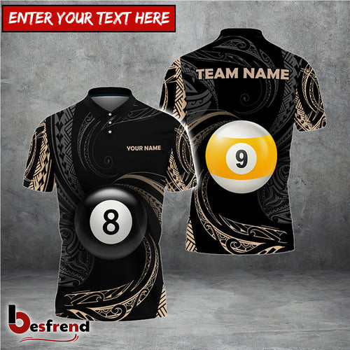 Besfrend  Billiards Rolling Tribal Pattern Personalized Name Team Name Shirt