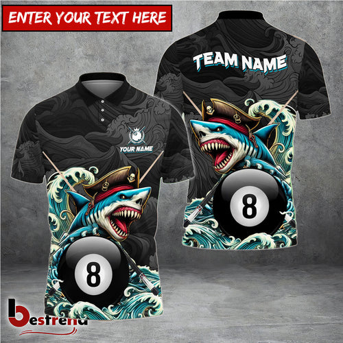 Besfrend  Billiards Shark Pirate Personalized Name Shirt 6 Colors