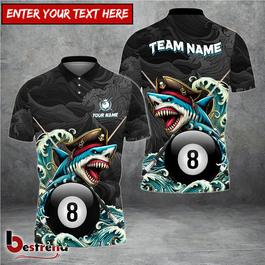Besfrend  Billiards Shark Pirate Personalized Name Shirt 6 Colors