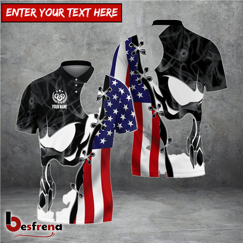Besfrend  Billiards Skull USA Flag Personalized 3D Shirt