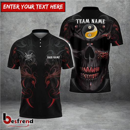 Besfrend  Billiards Skull Yin Yang 8-Ball  9-Ball Personalized Shirt