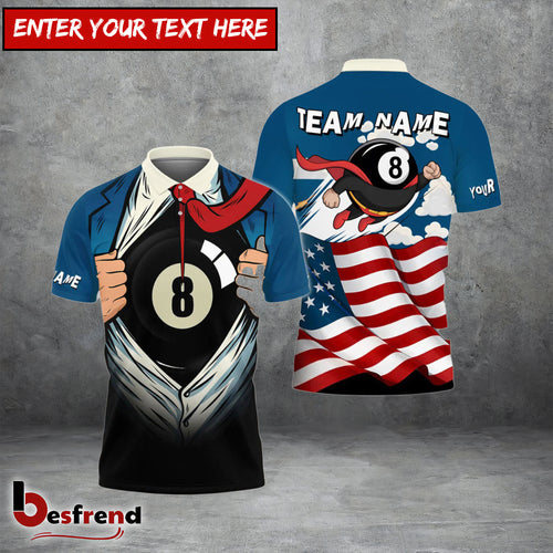 Besfrend  Billiards Super Ball 8 Flag Customized Name Team Name 3D Shirt