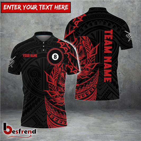 Besfrend  Billiards Viking Red  Black Pattern Personalized Name Team Name Shirt