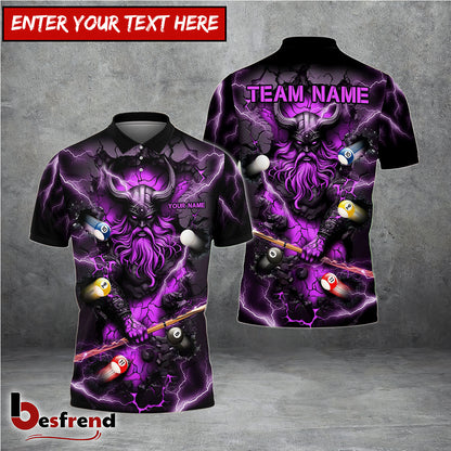 Besfrend  Billiards Viking Thunder Personalized Name Shirt 4 Colors