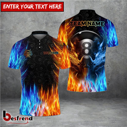 Besfrend  Billiards Water  Fire Personalized Name Team Name 3D Shirt