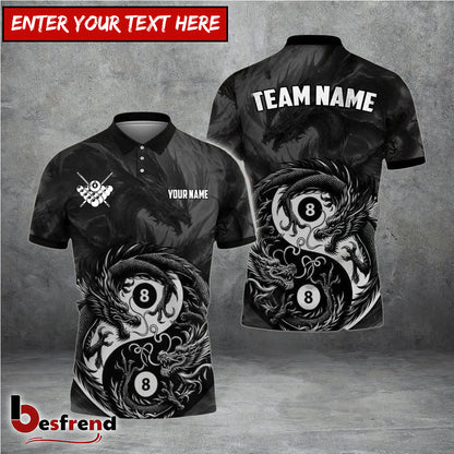 Besfrend  Billiards Yin And Yang Ball 89 Dragon Personalized Name Shirt 4 Colors