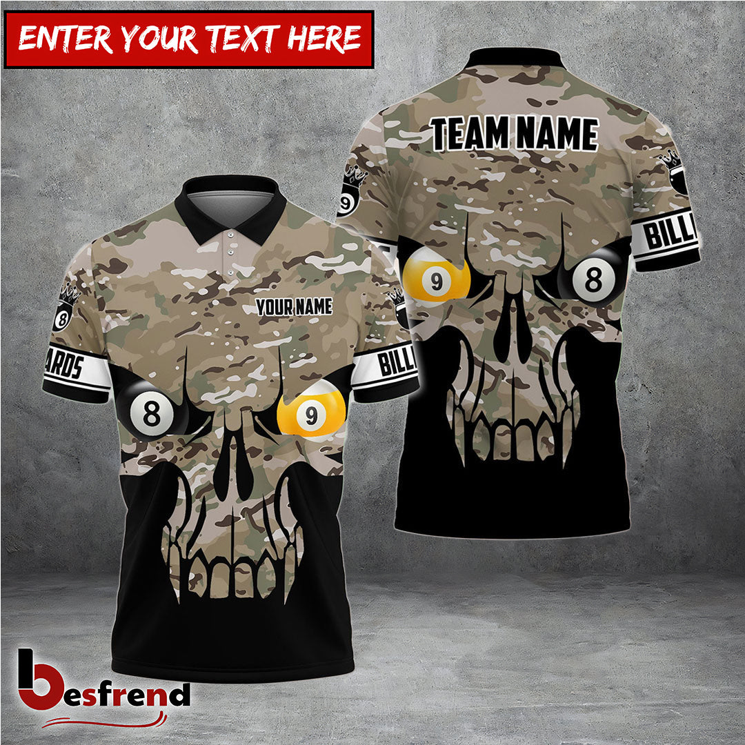 Besfrend  Camo Skull Billiards Personalized Shirt