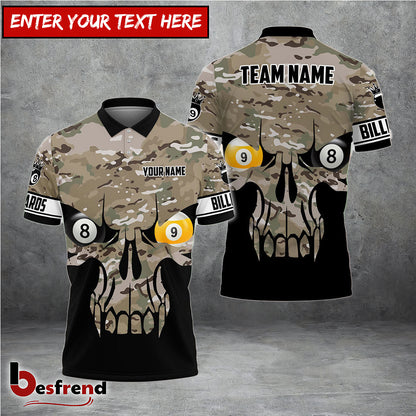 Besfrend  Camo Skull Billiards Personalized Shirt