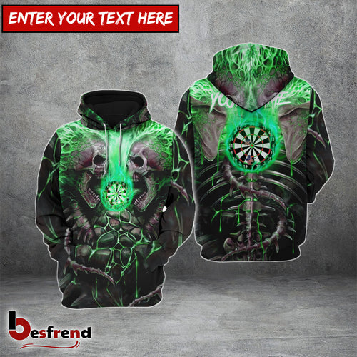 Besfrend  Dart Skull Green Personalized Name 3D Hoodie