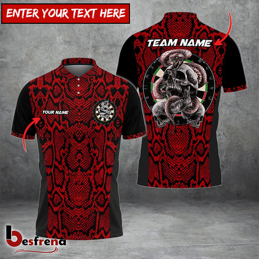 Besfrend  Darts Skull Snake Skin Pattern Personalized Name Team Name 3D Shirt