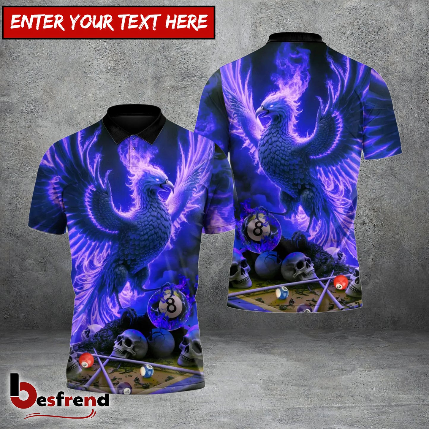 Besfrend  Death  Rebirth Phoenix 8 Ball Billiards 3D Shirt