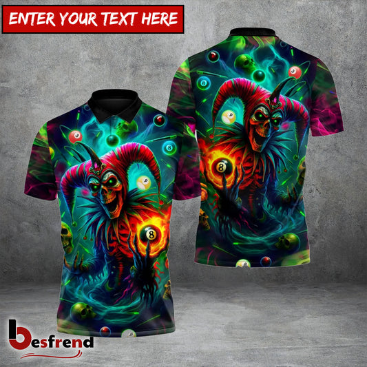 Besfrend  Evil Jester 8 Ball Billiards Custom Polo Team Shirt