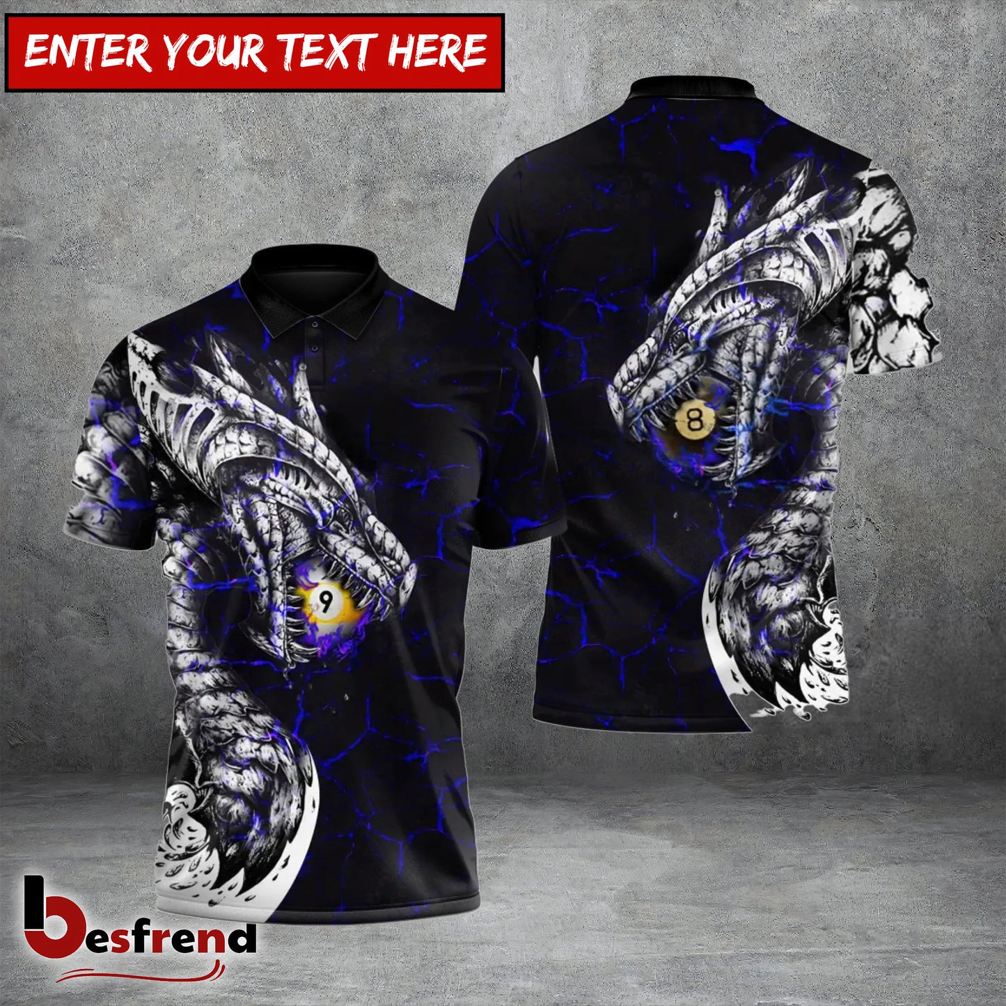 Besfrend  Fire Dragon Billiards 9-Ball 3D Shirt