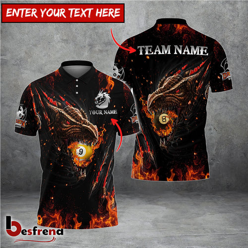 Besfrend  Fire Dragon Billiards 9-Ball  8-Ball Personalized Unisex Shirt
