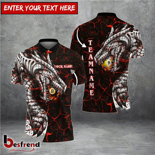 Besfrend  Fire Dragon Billiards Ball 8  Ball 9 Personalized Unisex Shirt