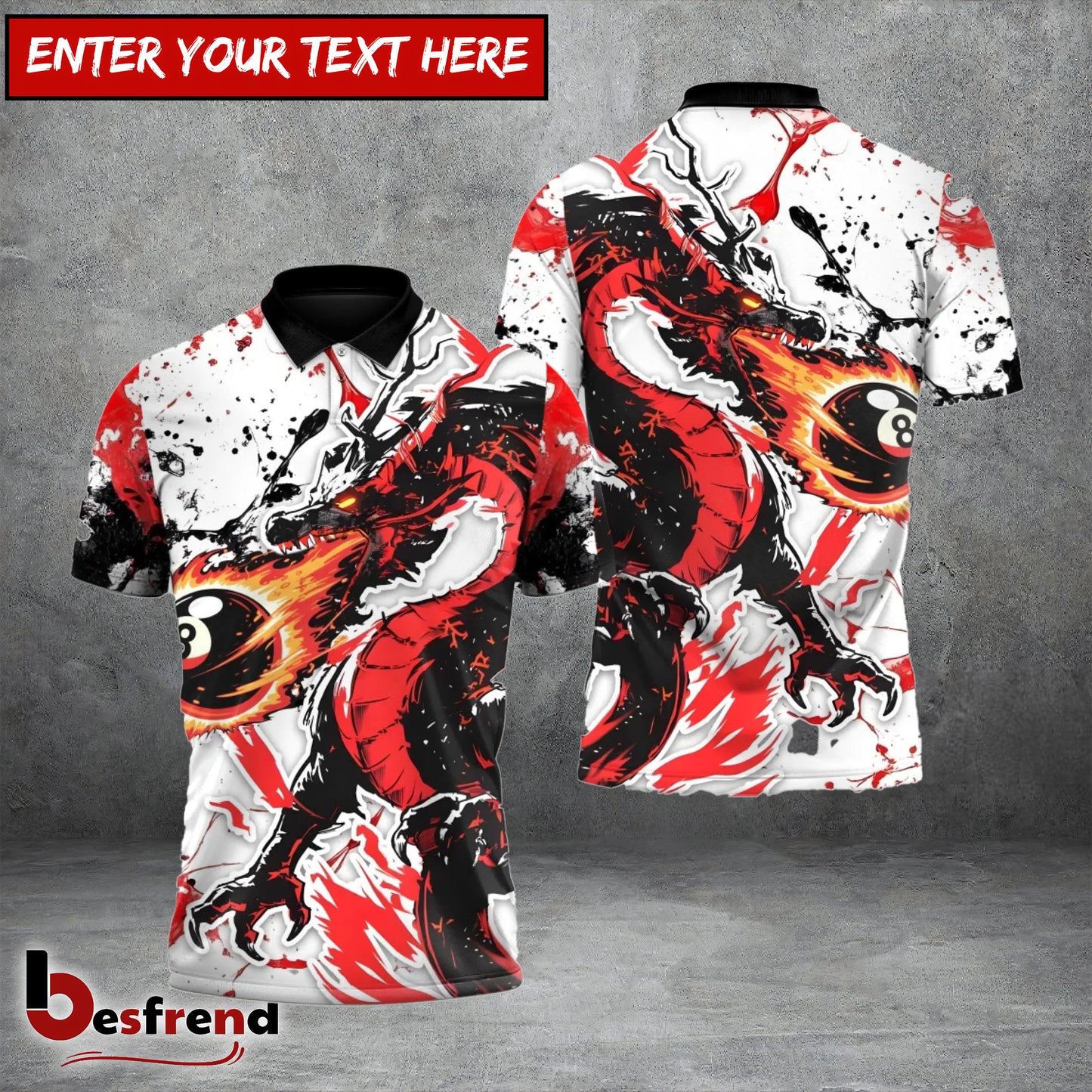 Besfrend  Inferno Dragon Billiards 8-ball 3D Shirt