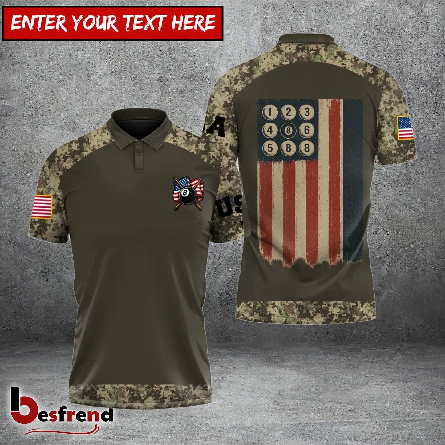 Besfrend  Patriot Aim Billiards 3D Shirt