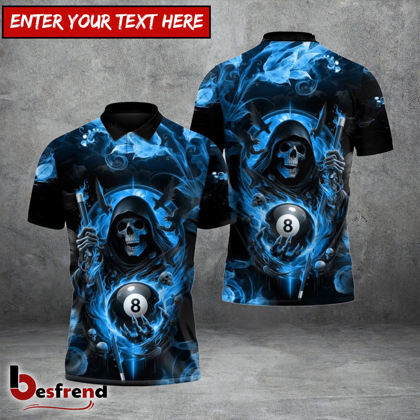 Besfrend  Shadow Reaper 8 Ball Billiards 3D Shirt