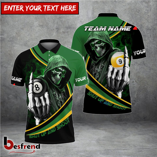 Besfrend frenzidea Billiards Ball 8 And 9 Hooded Skull Personalized Name Team Name Unisex Shirt  4 Colors