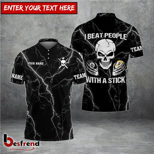 Besfrend frenzidea Billiards I Beat People With A Stick Personalized Name Team Name Unisex Shirt