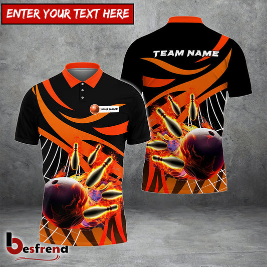 Besfrend s Bowling And Pins Broken Pattern Customized Name Team Name 3D Shirt  Colors