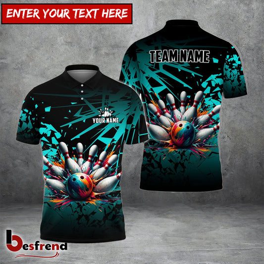 Besfrend s Bowling And Pins Diamond Broken Customized Name 3D Shirt  Colors