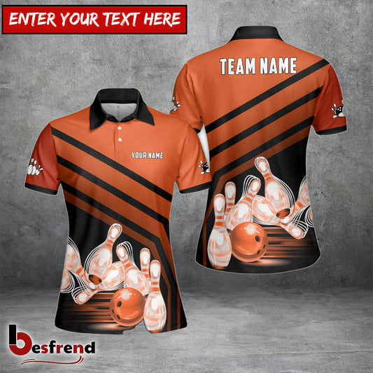 Besfrend s Bowling And Pins Windmill Pattern Customized Name 3D Shirt for Women  Colors