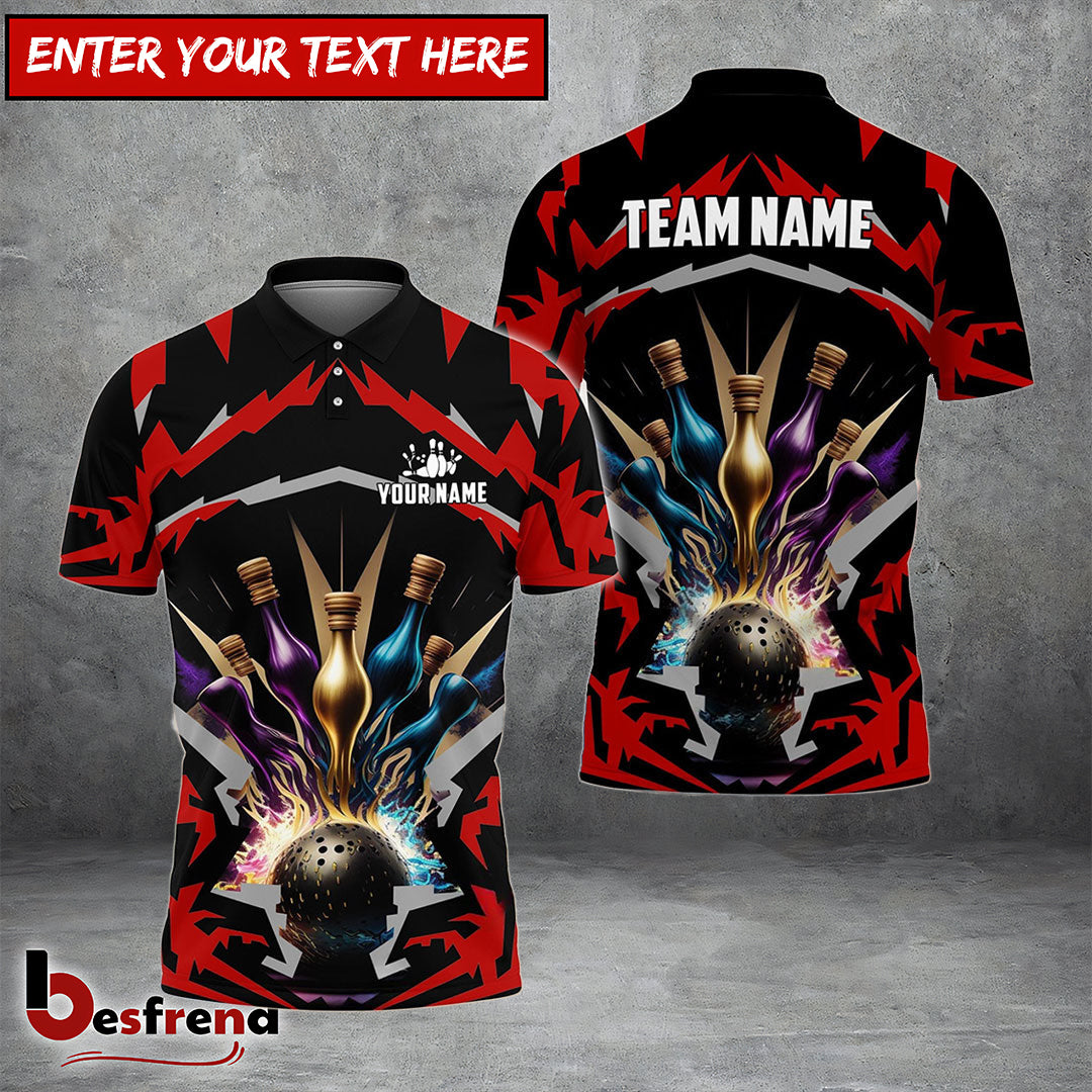Besfrend s Bowling Break Pins Pattern Customized Name 3D Shirt  Colors