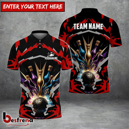 Besfrend s Bowling Break Pins Pattern Customized Name 3D Shirt  Colors