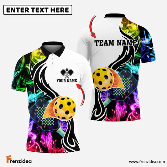 Frenzidea Pickleball Rainbow Smoke Personalized Name, Team Name Unisex Shirt