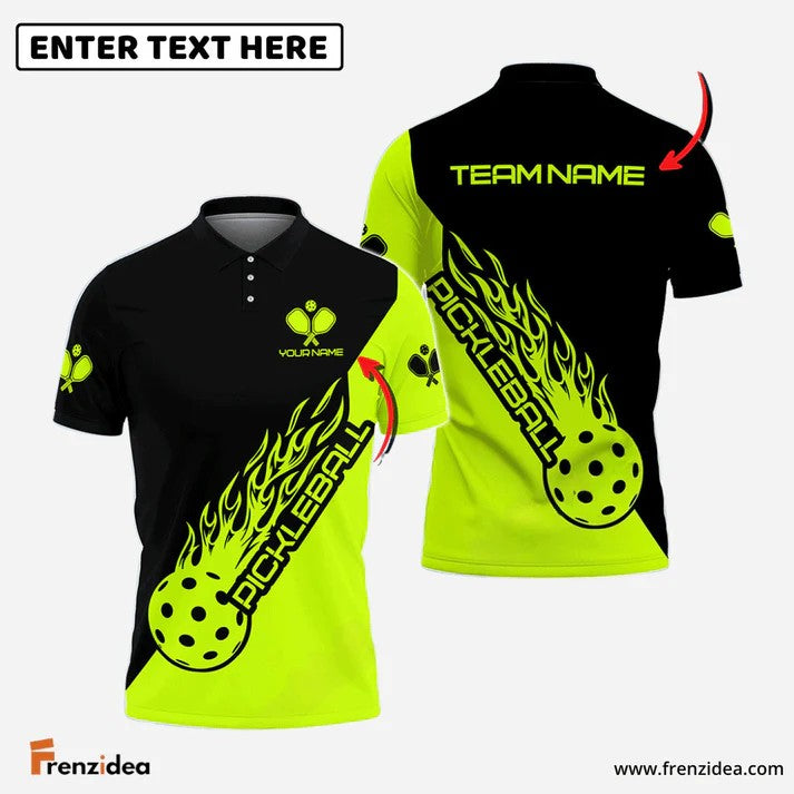 Frenzidea Pickleball Lime Green Personalized Name, Team Name Unisex Shirt