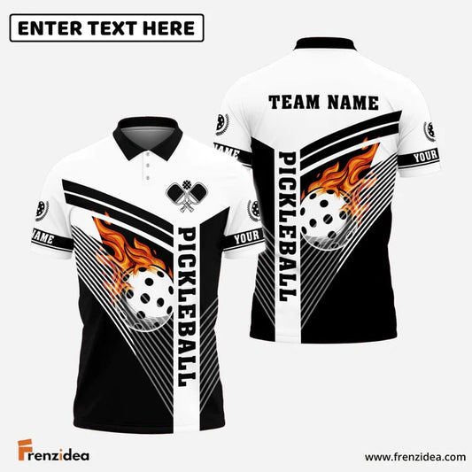 Frenzidea Pickleball Fire Personalized Name, Team Name Shirt (4 Colors)